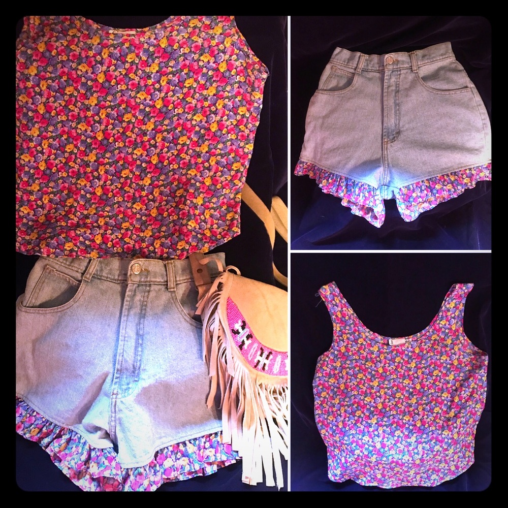 Summer Festival~VTG Cutoffs & Matching Top XS-S